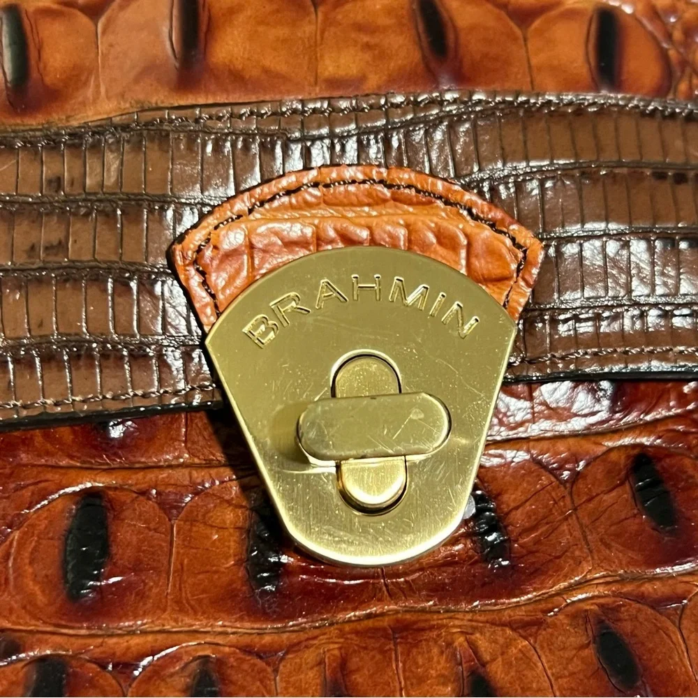 Brahmin Elegant Brown Crocodile-Embossed Handbag